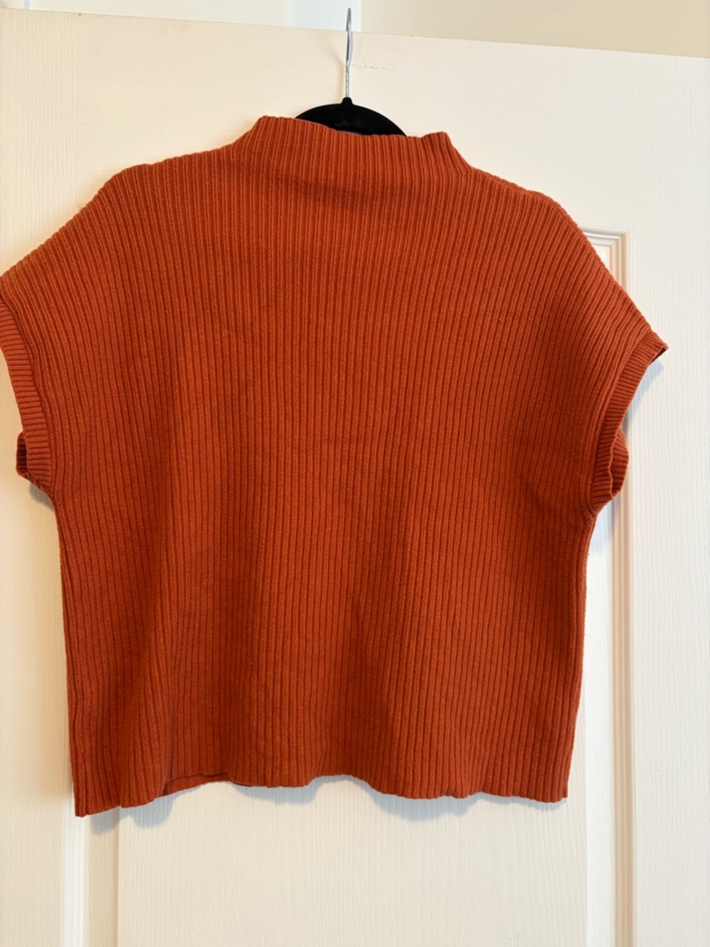 Rust Ribbed Short Sleeve Knit Top - Picture 2 of 2